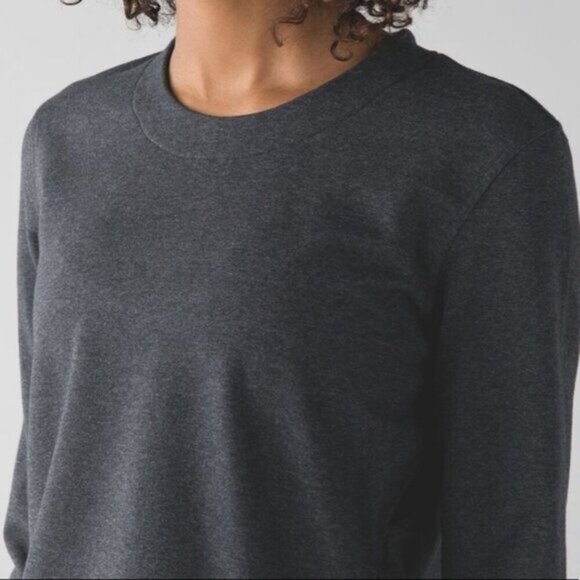 LULULEMON Getaway Crew French Terry Heathered Black Womens Size 4 - Picture 3 of 9